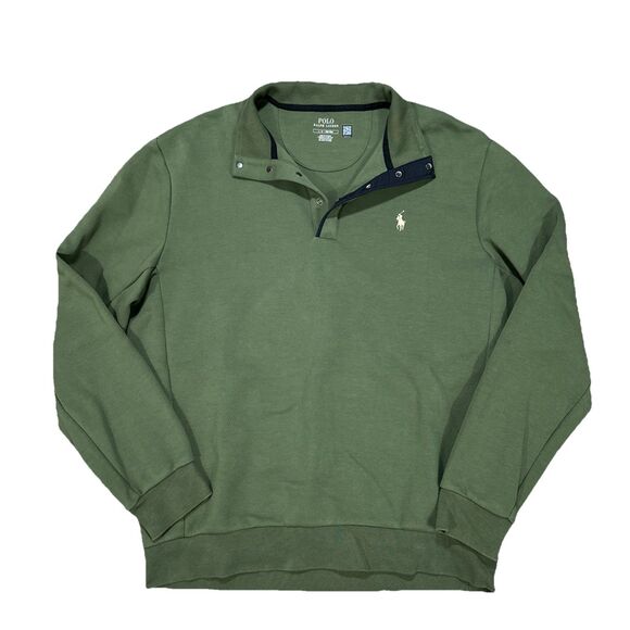 Polo Ralph Lauren Sweater Mens Large Performance 1/4 Snap Pullover Green - Picture 1 of 4